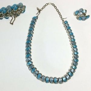 VTG 1960’s LONGCRAFT iridescent Blue Stone set